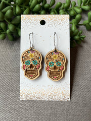 Wood Dangle Sugar Skull